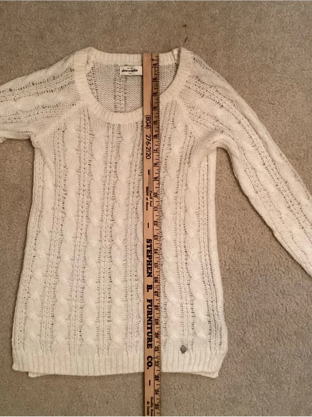 Abercrombie & Fitch Kids Cream Cable Knit Pullover Sweater Size S